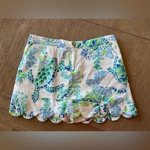 Lilly Pulitzer gorgeous white and green Turtle Skort